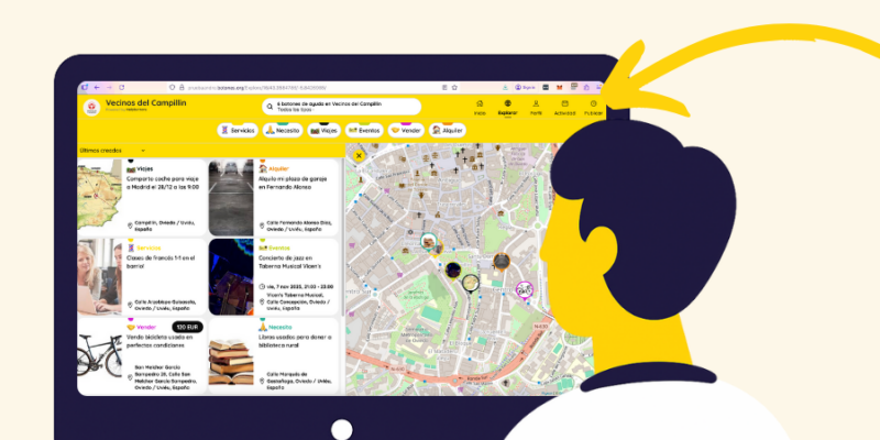 Ejemplo de publicaciones en una red comunitaria de HelpButtons