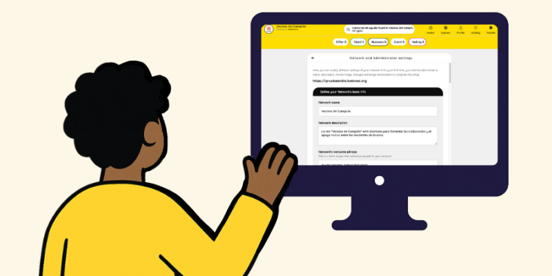 Vista del panel de edición del perfil de una red en HelpButtons