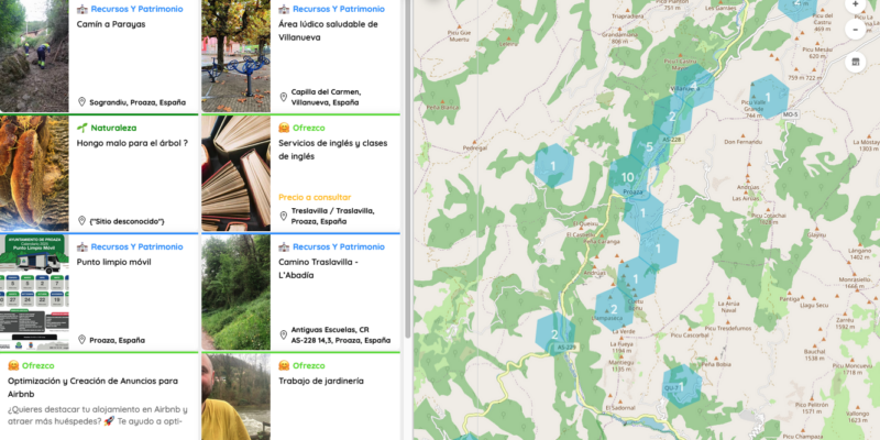 Publicaciones en la red de Los Valles de Trubia una red colaborativa rural de Helpbuttons
